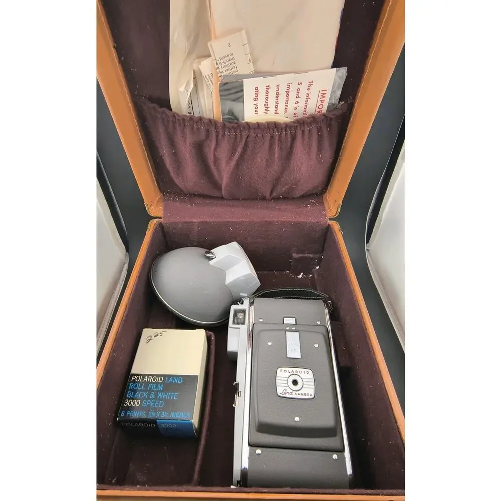 1950s Polaroid Highlander Model 80 Land Camera Outfit w/ Case, Flash, Manuals